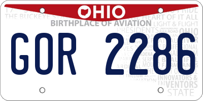 OH license plate GOR2286