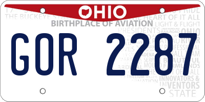 OH license plate GOR2287
