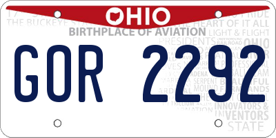 OH license plate GOR2292
