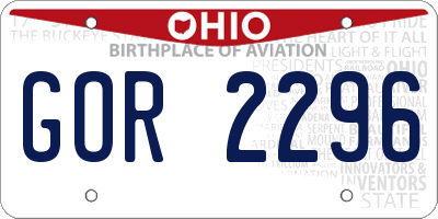 OH license plate GOR2296