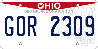 OH license plate GOR2309