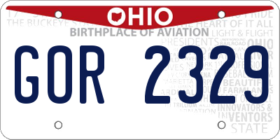 OH license plate GOR2329