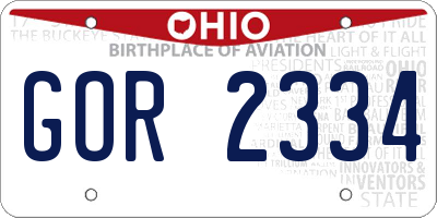 OH license plate GOR2334