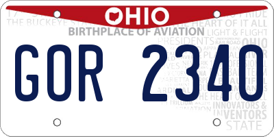 OH license plate GOR2340