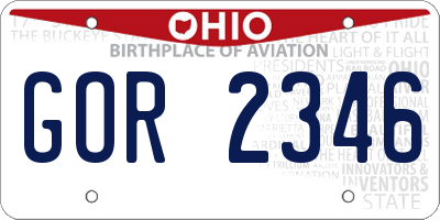 OH license plate GOR2346