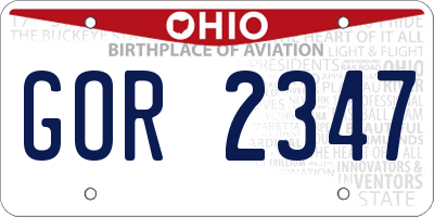 OH license plate GOR2347