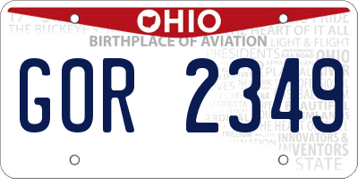 OH license plate GOR2349