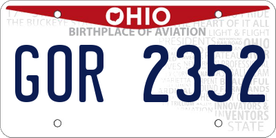 OH license plate GOR2352