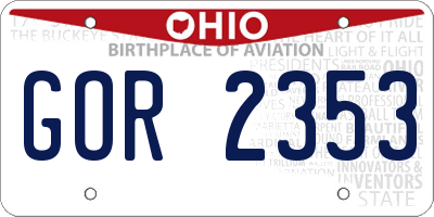 OH license plate GOR2353