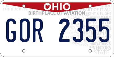 OH license plate GOR2355
