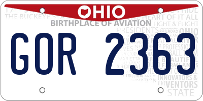 OH license plate GOR2363