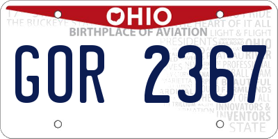 OH license plate GOR2367