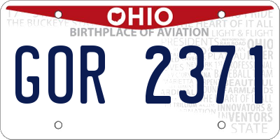 OH license plate GOR2371