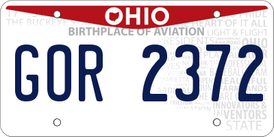 OH license plate GOR2372