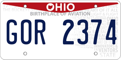 OH license plate GOR2374