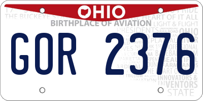 OH license plate GOR2376