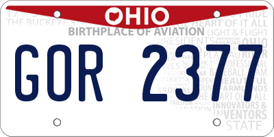OH license plate GOR2377