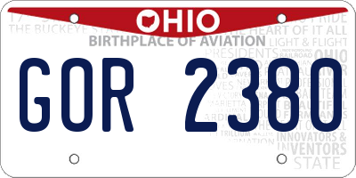 OH license plate GOR2380
