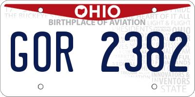 OH license plate GOR2382
