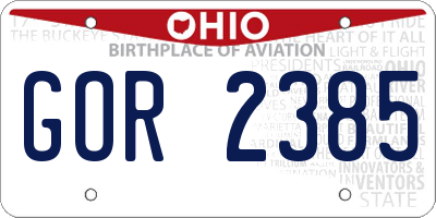 OH license plate GOR2385