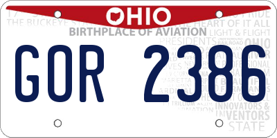OH license plate GOR2386
