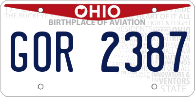 OH license plate GOR2387