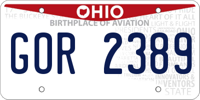 OH license plate GOR2389