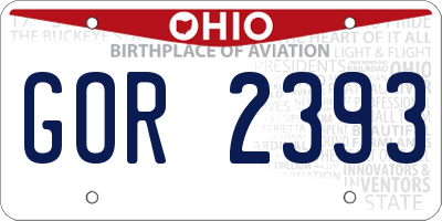 OH license plate GOR2393