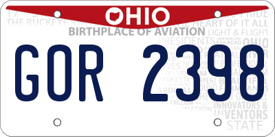 OH license plate GOR2398