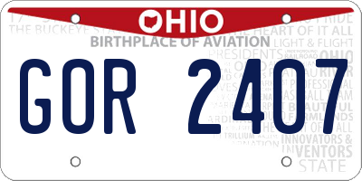 OH license plate GOR2407
