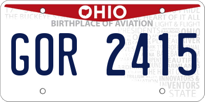 OH license plate GOR2415