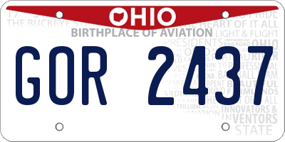 OH license plate GOR2437
