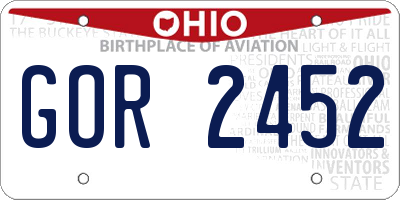 OH license plate GOR2452