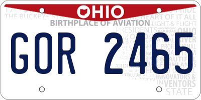 OH license plate GOR2465