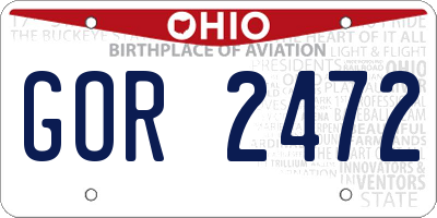 OH license plate GOR2472