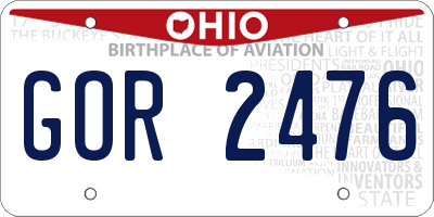 OH license plate GOR2476
