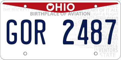 OH license plate GOR2487