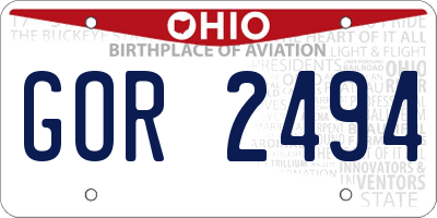 OH license plate GOR2494