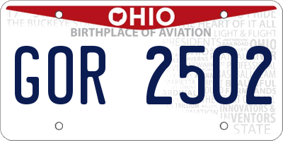 OH license plate GOR2502