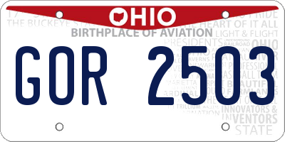 OH license plate GOR2503