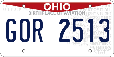 OH license plate GOR2513
