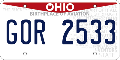 OH license plate GOR2533