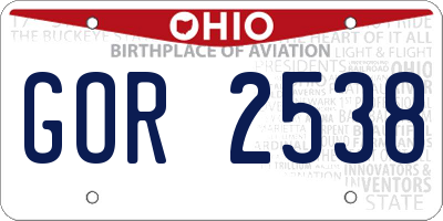 OH license plate GOR2538