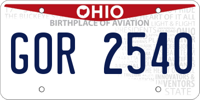OH license plate GOR2540