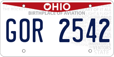 OH license plate GOR2542