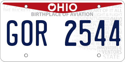 OH license plate GOR2544
