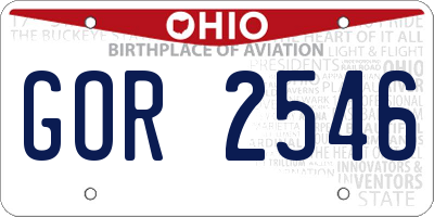 OH license plate GOR2546
