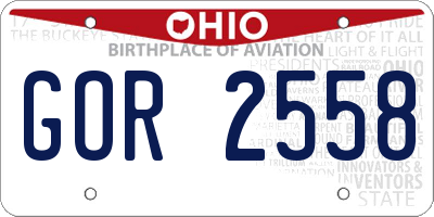 OH license plate GOR2558