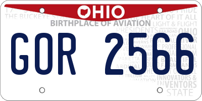 OH license plate GOR2566