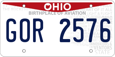 OH license plate GOR2576